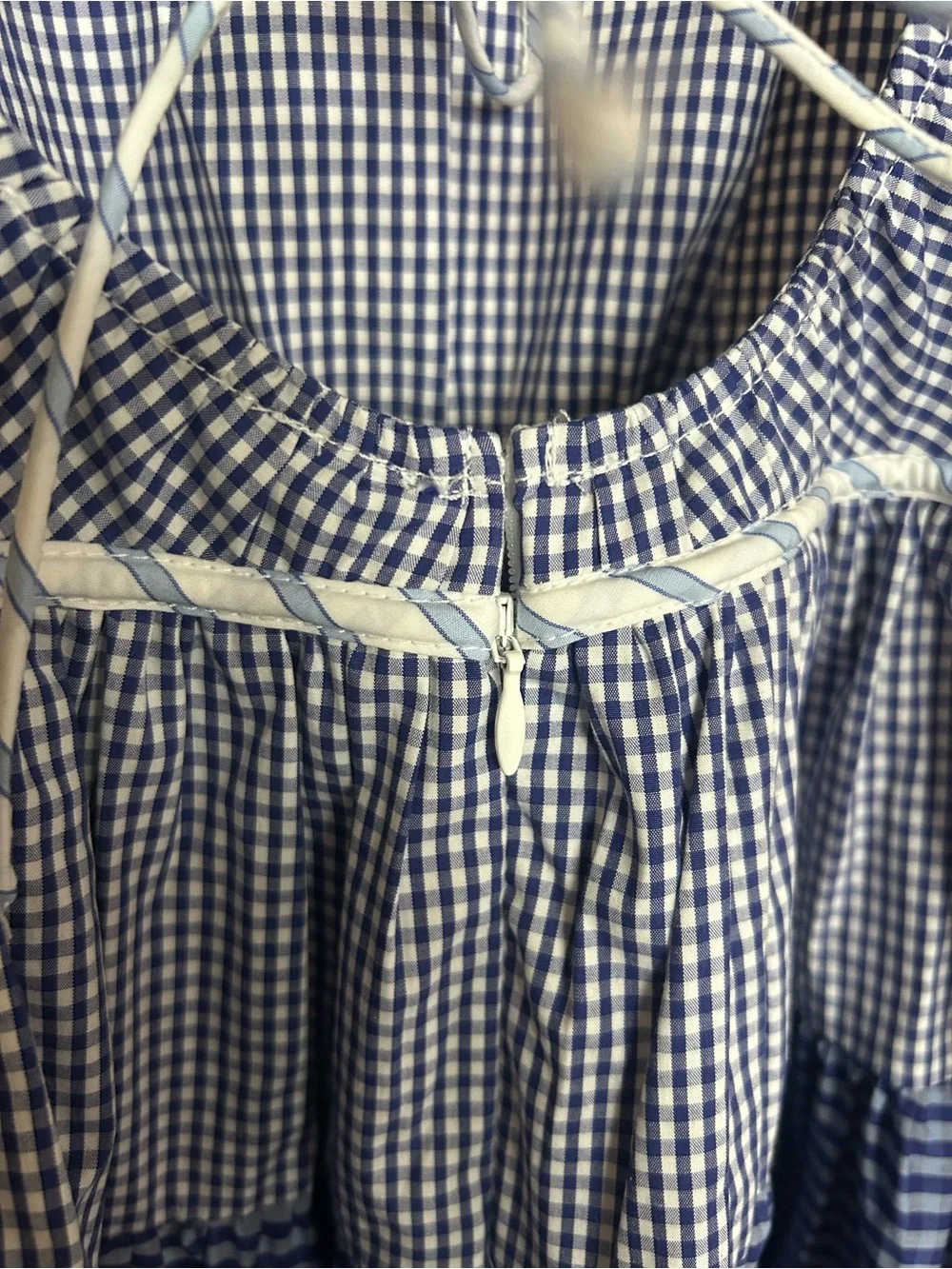 J. Crew Blue Gingham Backless Midi Dress